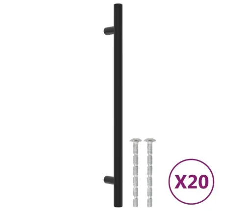 Spintelės Rankenėlės, 20Vnt., Juodos, Nerūdijantis Plienas