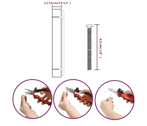 Spintelės Rankenėlės, 10Vnt., Juodos, Nerūdijantis Plienas