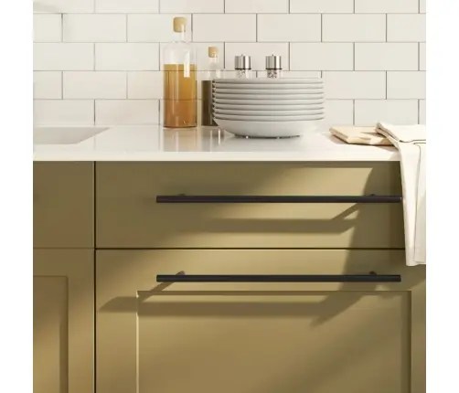 Spintelės Rankenėlės, 10Vnt., Juodos, Nerūdijantis Plienas