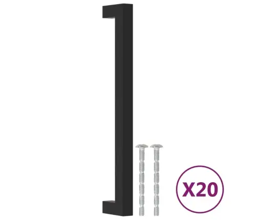 Spintelės Rankenėlės, 20Vnt., Juodos, Nerūdijantis Plienas