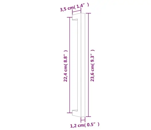 Kapi Käepidemed 10 Tk, Hõbedane, 224 Mm, Roostevaba Teras