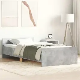 Gultas Rāmis, Betona Pelēks, 90X200 Cm, Inženierijas Koks Vidaxl