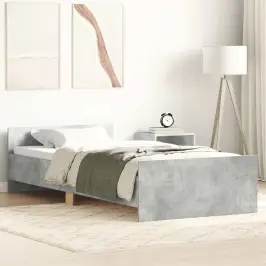 Gultas Rāmis, Betona Pelēks, 100X200 Cm, Inženierijas Koks Vidaxl