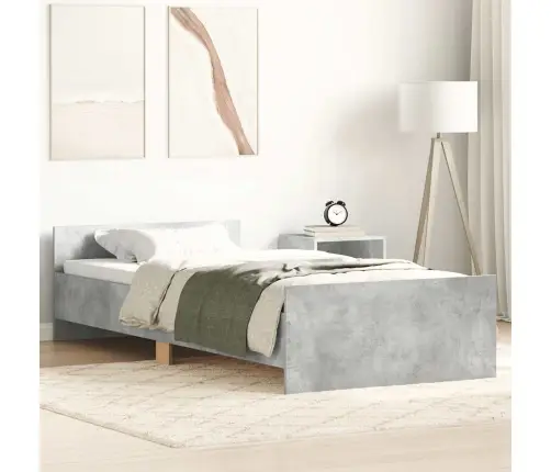 Gultas Rāmis, Betona Pelēks, 100X200 Cm, Inženierijas Koks Vidaxl