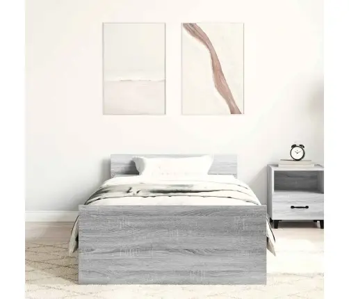 Gultas Rāmis, Pelēka Ozolkoka, 90X190 Cm, Inženierijas Koks Vidaxl