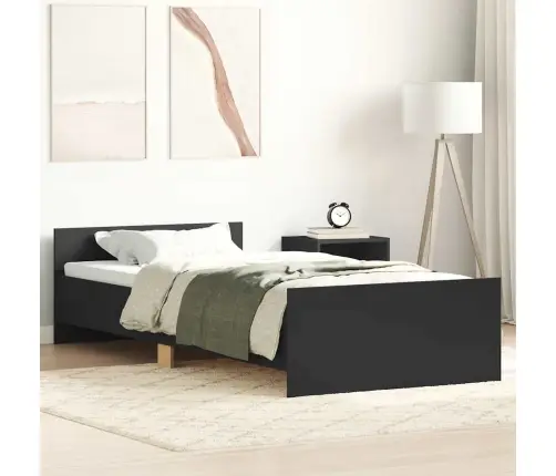 Voodiraam, Must, 75 X 190 cm Männipuit