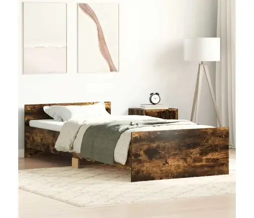 Peatsiga Voodiraam, Ilma Madratsita, Suitsutatud Tamm 75X190 Cm Peatsiga Voodiraam, Ilma Madratsita, Suitsutatud Tamm 75X190 Cm