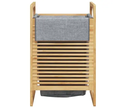 Skalbinių Krepšys Su Pilku Krepšiu, 32X30X36,5cm Bambukas