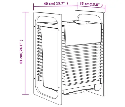 Skalbinių Krepšys Su Pilku Krepšiu, 32X30X36,5cm Bambukas