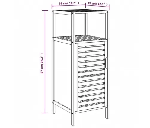 Vannasistabas Skapis Ar Plauktu, 36X33X87 Cm, Bambuss Vidaxl