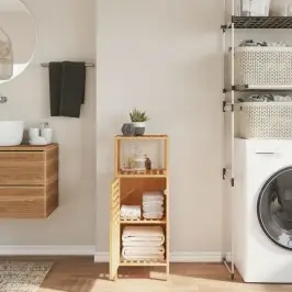 Vannasistabas Skapis Ar Plauktu, 36X33X87 Cm, Bambuss Vidaxl