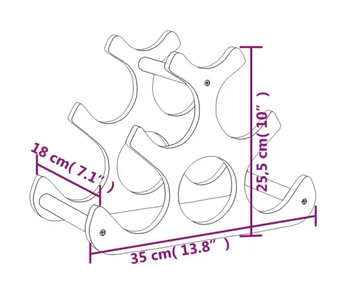 Stovas Vynui Skirtas 6 Buteliams, 35X18X25,5cm Bambukas