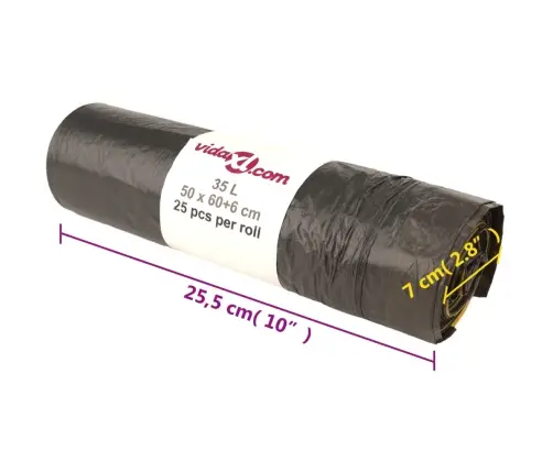 Pingutusnööridega Prügikotid 250 Tk, Must, 35 L