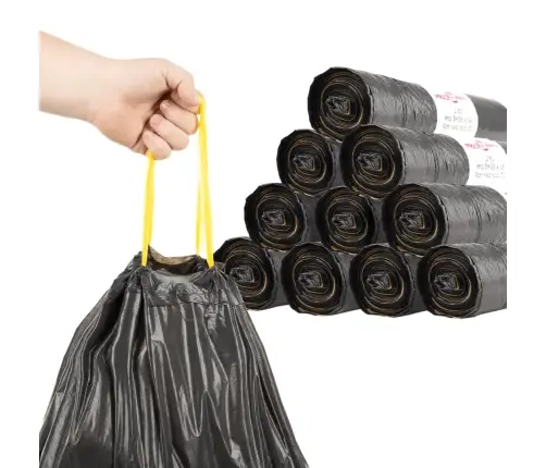Šiukšlių Maišai Su Užtraukiamomis Virvutėmis, 250Vnt., Juodi