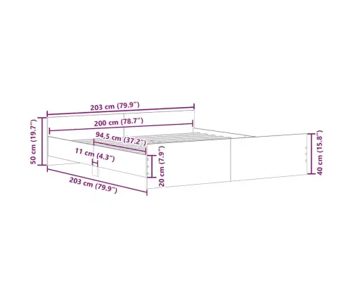 Gultas Rāmis Ar Galvgali Un Kājgali, Melns, 200X200 Cm Vidaxl
