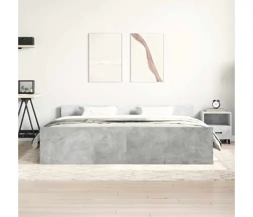 Gultas Rāmis Ar Galvgali Un Kājgali, Betona Pelēks, 200X200 Cm Vidaxl