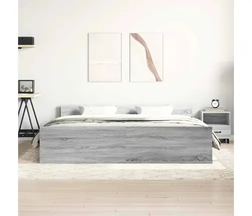 Gultas Rāmis Ar Galvgali Un Kājgali, Pelēks, 200X200 Cm Vidaxl