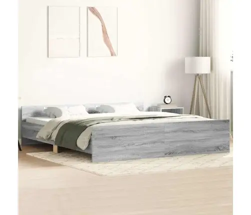 Gultas Rāmis Ar Galvgali Un Kājgali, Pelēks, 200X200 Cm Vidaxl