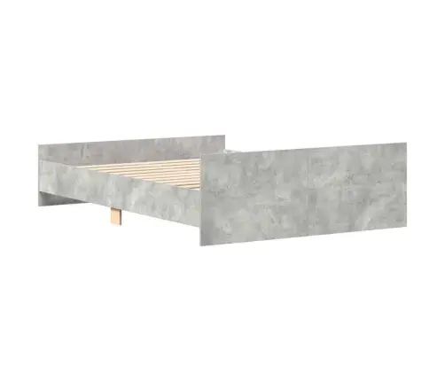 Gultas Rāmis Ar Galvgali Un Kājgali, Betona Pelēks, 120X200 Cm Vidaxl