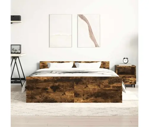 Peatsi Ja Jalutsiga Voodiraam, Suitsutatud Tamm, 120 X 200 Cm