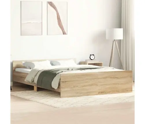 Gultas Rāmis Ar Galvgali Un Kājgali, Koka Krāsa, 140X200 Cm Vidaxl