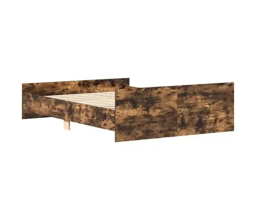 Peatsi Ja Jalutsiga Voodiraam, Suitsutatud Tamm, 140 X 200 Cm