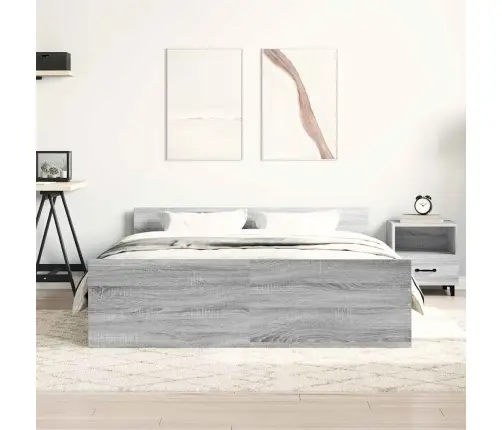 Peatsi Ja Jalutsiga Voodiraam, Hall Sonoma Tamm, 140 X 200 Cm