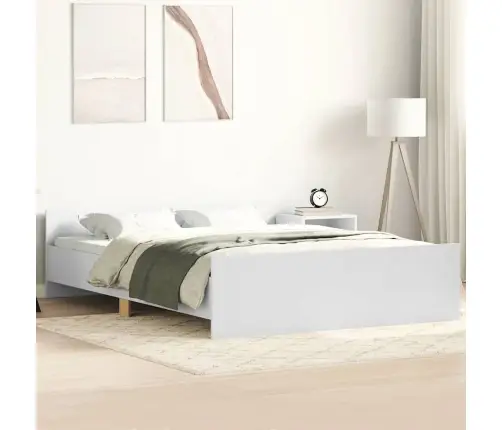 Gultas Rāmis Ar Galvgali Un Kājgali, Balts, 150X200 Cm Vidaxl