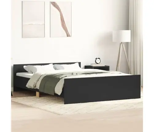 Gultas Rāmis Ar Galvgali Un Kājgali, Melns, 150X200 Cm Vidaxl