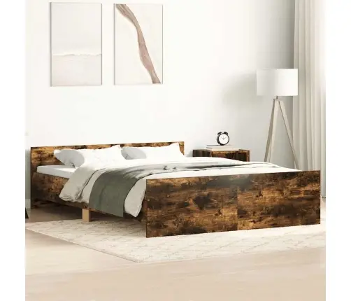 Gultas Rāmis Ar Galvgali Un Kājgali, Koka Krāsa, 150X200 Cm Vidaxl