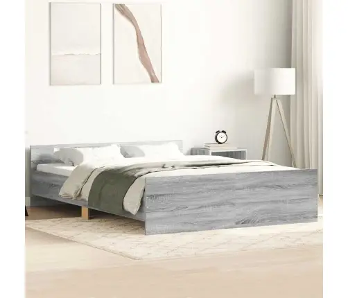 Peatsi Ja Jalutsiga Voodiraam, Hall Sonoma Tamm, 150 X 200 Cm