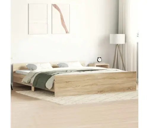 Gultas Rāmis Ar Galvgali Un Kājgali, Koka Krāsa, 160X200 Cm Vidaxl