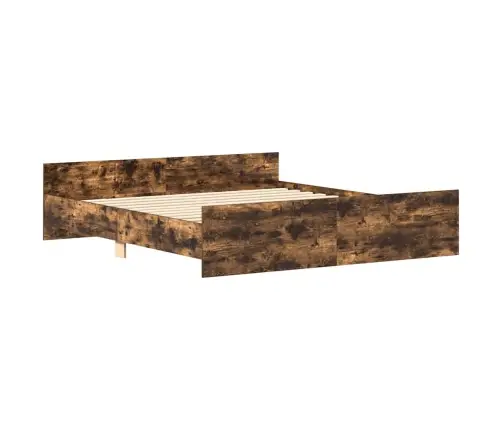 Peatsi Ja Jalutsiga Voodiraam, Suitsutatud Tamm, 160 X 200 Cm