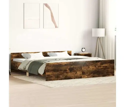 Peatsi Ja Jalutsiga Voodiraam, Suitsutatud Tamm, 160 X 200 Cm