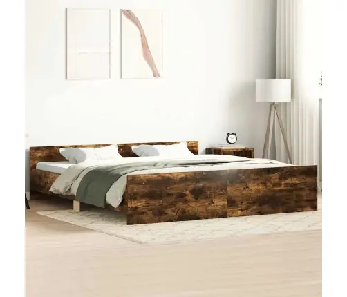 Peatsi Ja Jalutsiga Voodiraam, Suitsutatud Tamm, 180 X 200 Cm