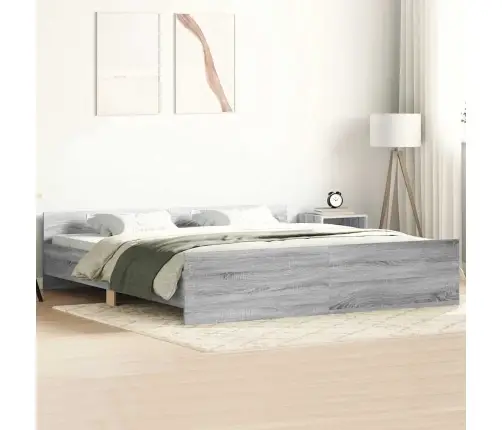 Gultas Rāmis Ar Galvgali Un Kājgali, Pelēks, 180X200 Cm Vidaxl