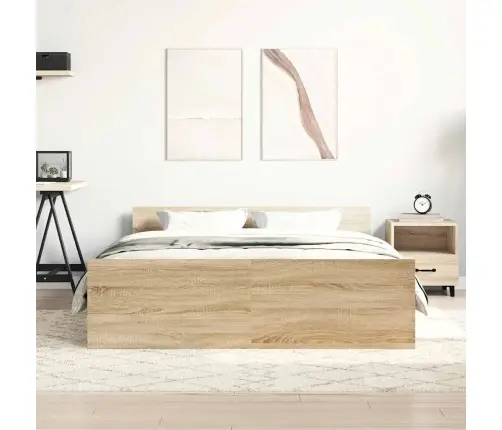 Gultas Rāmis Ar Galvgali Un Kājgali, Betona Pelēks, 120X190 Cm Vidaxl