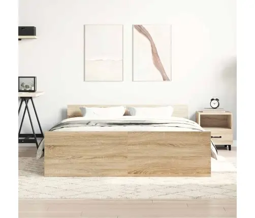 Gultas Rāmis Ar Galvgali Un Kājgali, Koka Krāsa, 140X190 Cm Vidaxl