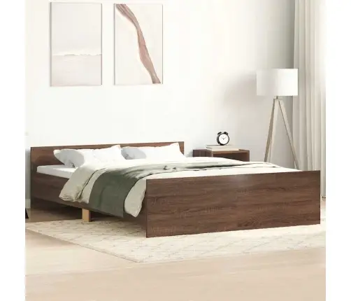 Gultas Rāmis Ar Galvgali Un Kājgali, Brūns, 140X190 Cm Vidaxl