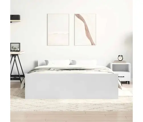 Peatsi Ja Jalutsiga Voodiraam, Valge, 135 X 190 Cm