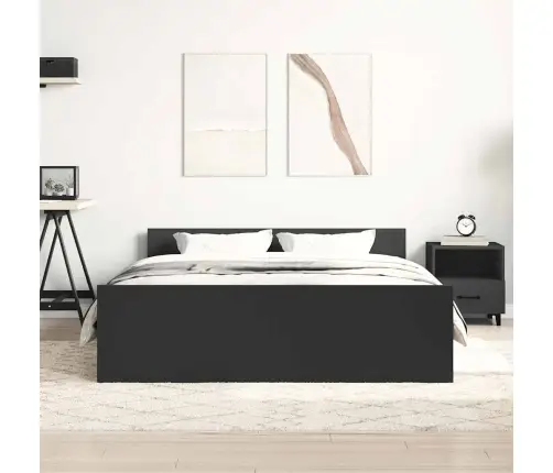Gultas Rāmis Ar Galvgali Un Kājgali, Melns, 135X190 Cm Vidaxl