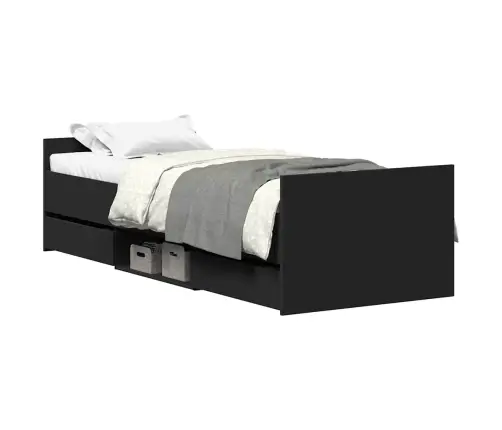 Gultas Rāmis Ar Galvgali Un Kājgali, Melns, 100X200 Cm Vidaxl