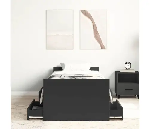 Gultas Rāmis Ar Galvgali Un Kājgali, Melns, 100X200 Cm Vidaxl