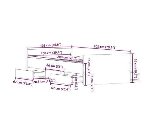 Gultas Rāmis Ar Galvgali Un Kājgali, Melns, 100X200 Cm Vidaxl