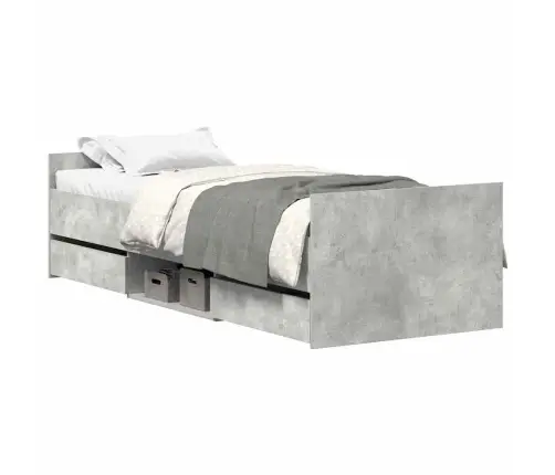 Gultas Rāmis Ar Galvgali Un Kājgali, Betona Pelēks, 100X200 Cm Vidaxl