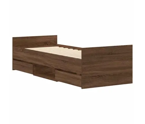 Peatsi Ja Jalutsiga Voodiraam, Pruun Tamm, 100 X 200 Cm