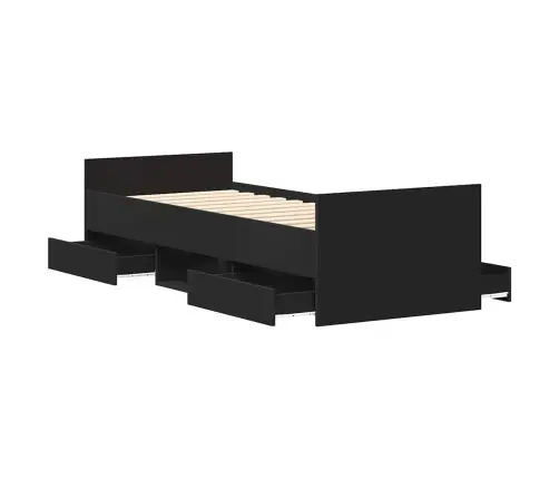 Gultas Rāmis Ar Galvgali Un Kājgali, Melns, 90X200 Cm Vidaxl