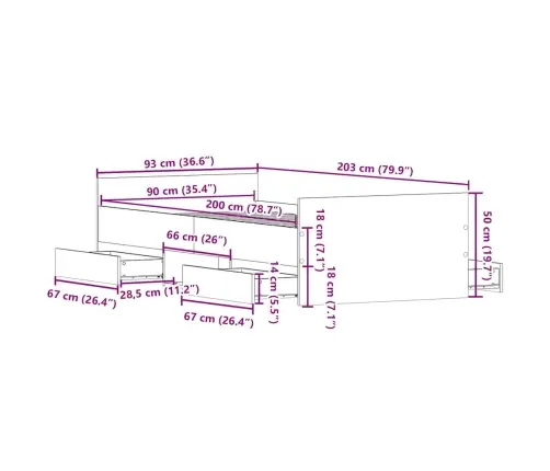 Gultas Rāmis Ar Galvgali Un Kājgali, Melns, 90X200 Cm Vidaxl