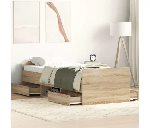 Gultas Rāmis Ar Galvgali Un Kājgali, Koka Krāsa, 90X200 Cm Vidaxl