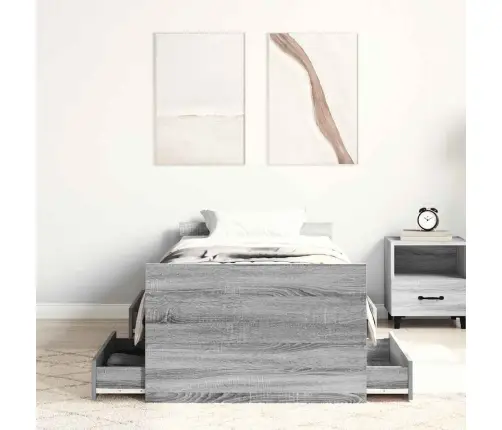 Gultas Rāmis Ar Galvgali Un Kājgali, Pelēks, 90X200 Cm Vidaxl